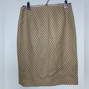 Vintage Talbots Pencil Skirt 90s Zig Zag Chevron 100% Wool Tweed Womans Size 12
